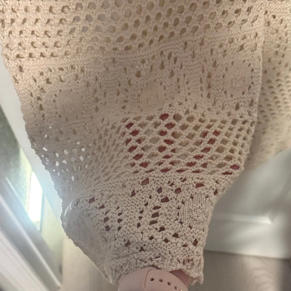 Aerie Beige Crochet Knit Pants - Picture 3 of 5